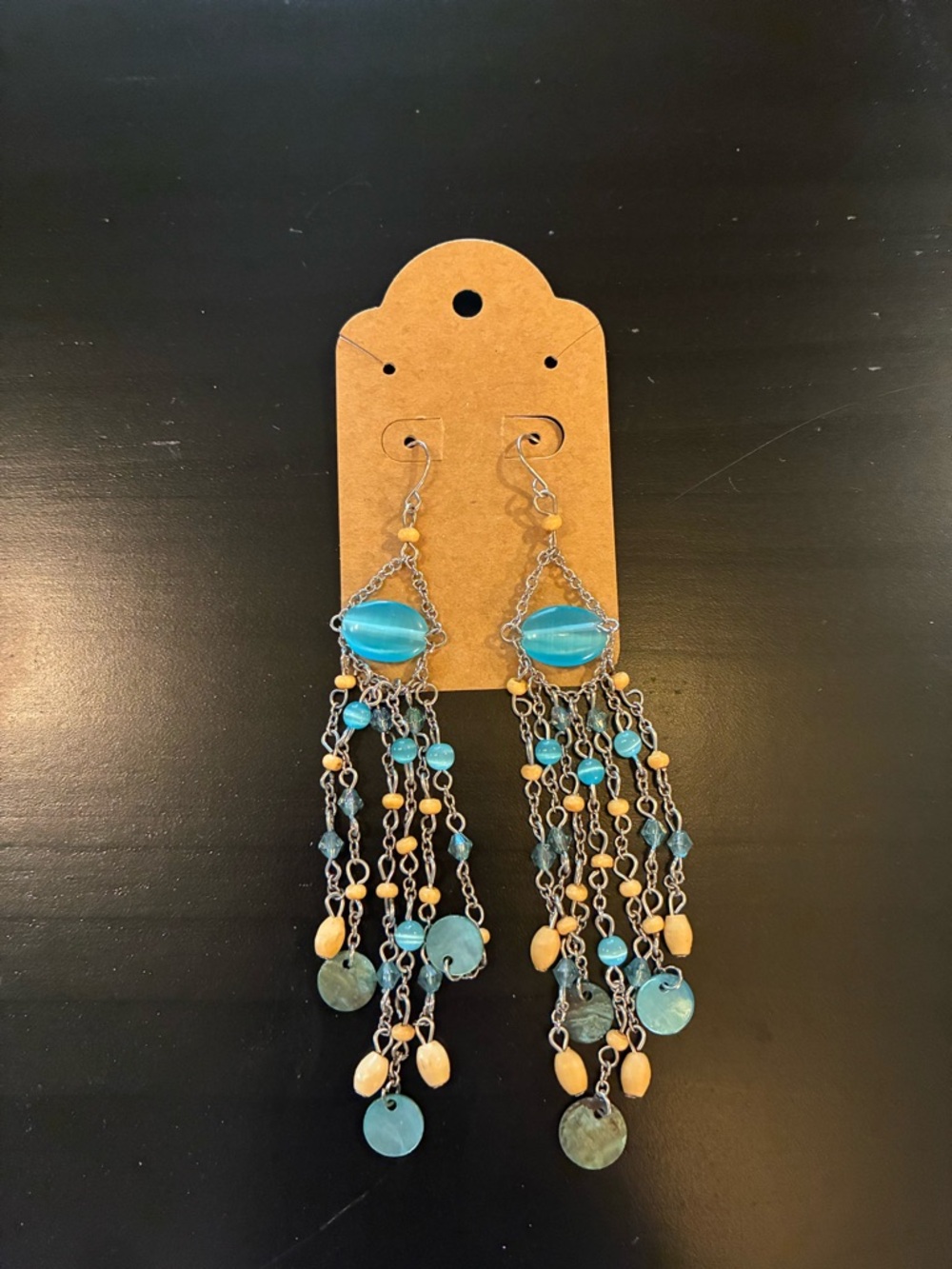 2 PAIRS! Bohemian Blue Bead Dangle Earrings - Turquoise Fringe